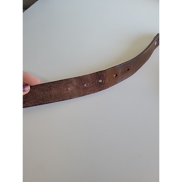 Brown Genuine Leather Belt With OU Oklahoma University Sooners Conchos 36 - Picture 5 of 5